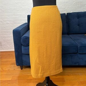 Lafayette 148 New York Mustard Yellow Pencil Midi Skirt